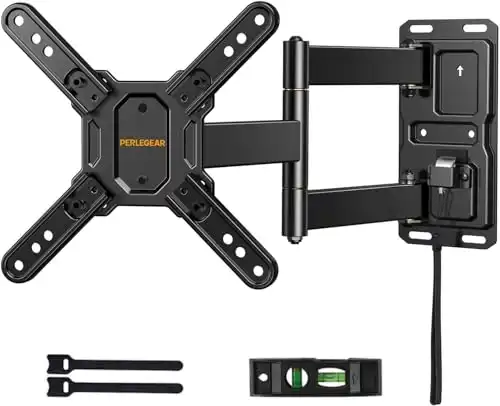 Perlegear Lockable RV TV Mount for 13 42 inch TVs up to 44 lbs, Full Motion RV TV Wall Mount with Swivel