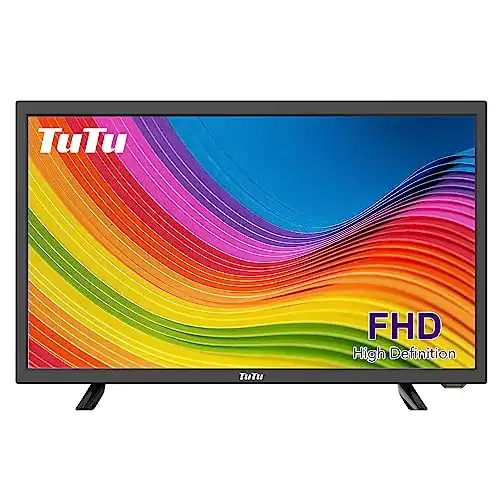 TuTu 22-inch LED TV, 1080P FHD Flat-Screen TV with Dolby Audio with HDMI, USB, VGA, RCA