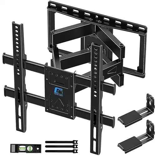 HOME VISION TV Wall Mount for 32-65 Inch TV with Soundbar Bracket, Full Motion TV Mount with Articulating Dual Arms