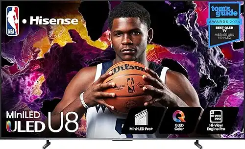 Hisense 100-Inch Class U8 Series Mini-LED ULED 4K UHD Google Smart TV (100U8K) - QLED